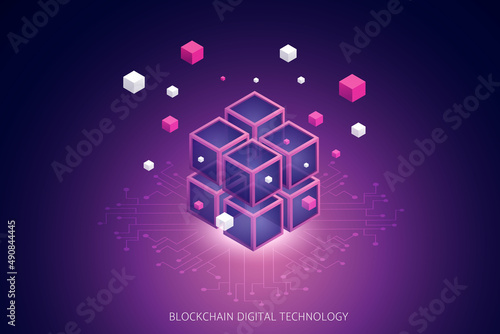 Blockchain technology digital abstract background