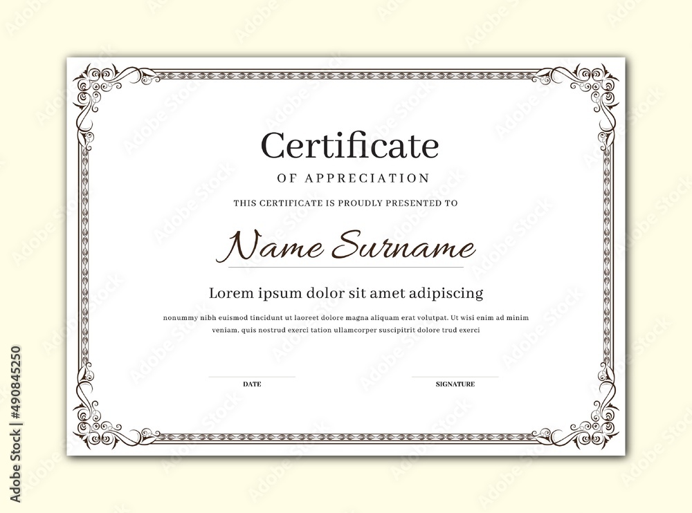Print ready A4 Size Certificate Border and Frame Design Stock Vector