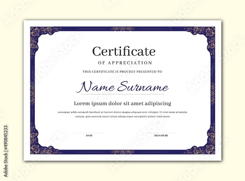 Blue color download A4 Size Certificate Border and Frame Design