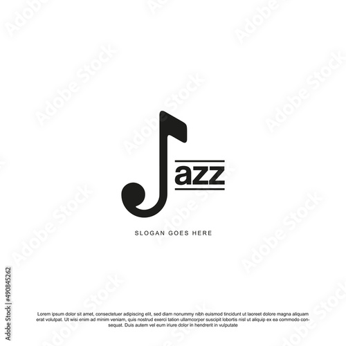 Saxophone logo design. Jazz lettering with saxophone vector