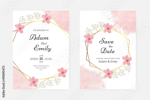 Romantic watercolor wedding invitation