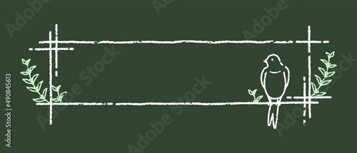 シンプルで可愛い小鳥のフレーム素材（チョーク風）