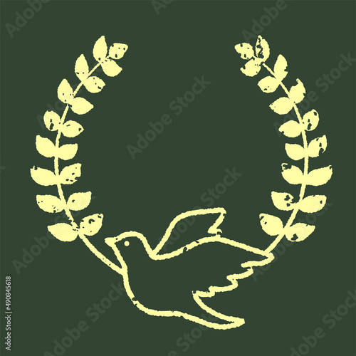 シンプルで可愛い小鳥のフレーム素材（チョーク風）