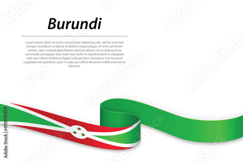 Waving ribbon or banner with flag of Burundi photo