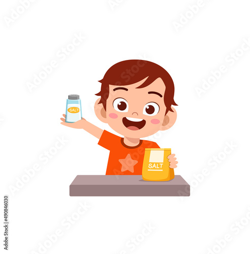 little boy holding fresh sea salt for ad