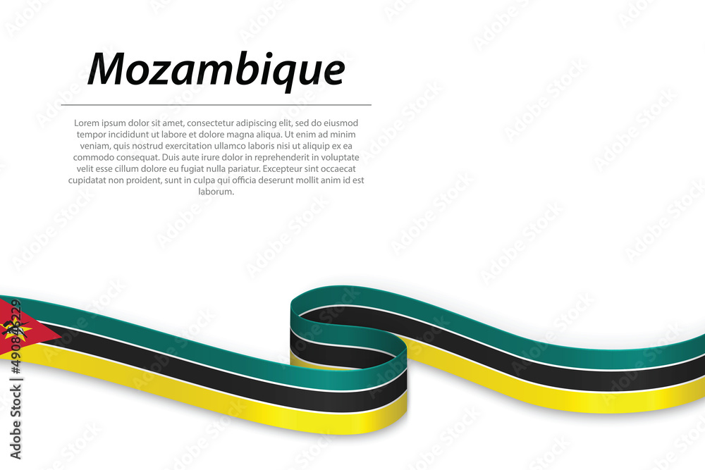 Waving ribbon or banner with flag of Mozambique Waving ribbon or banner with flag of Mozambique