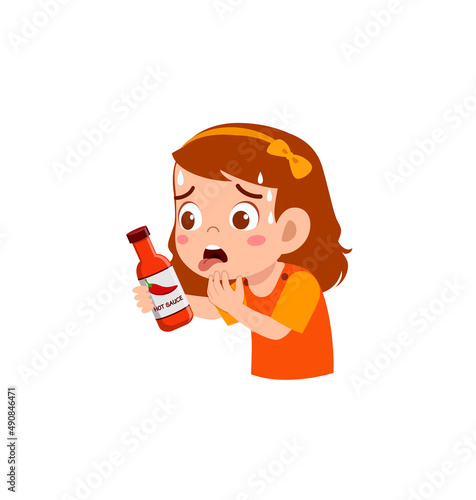 little boy eat hot sauce and not feeling well
