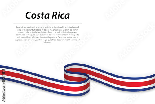 Waving ribbon or banner with flag of Costa Rica