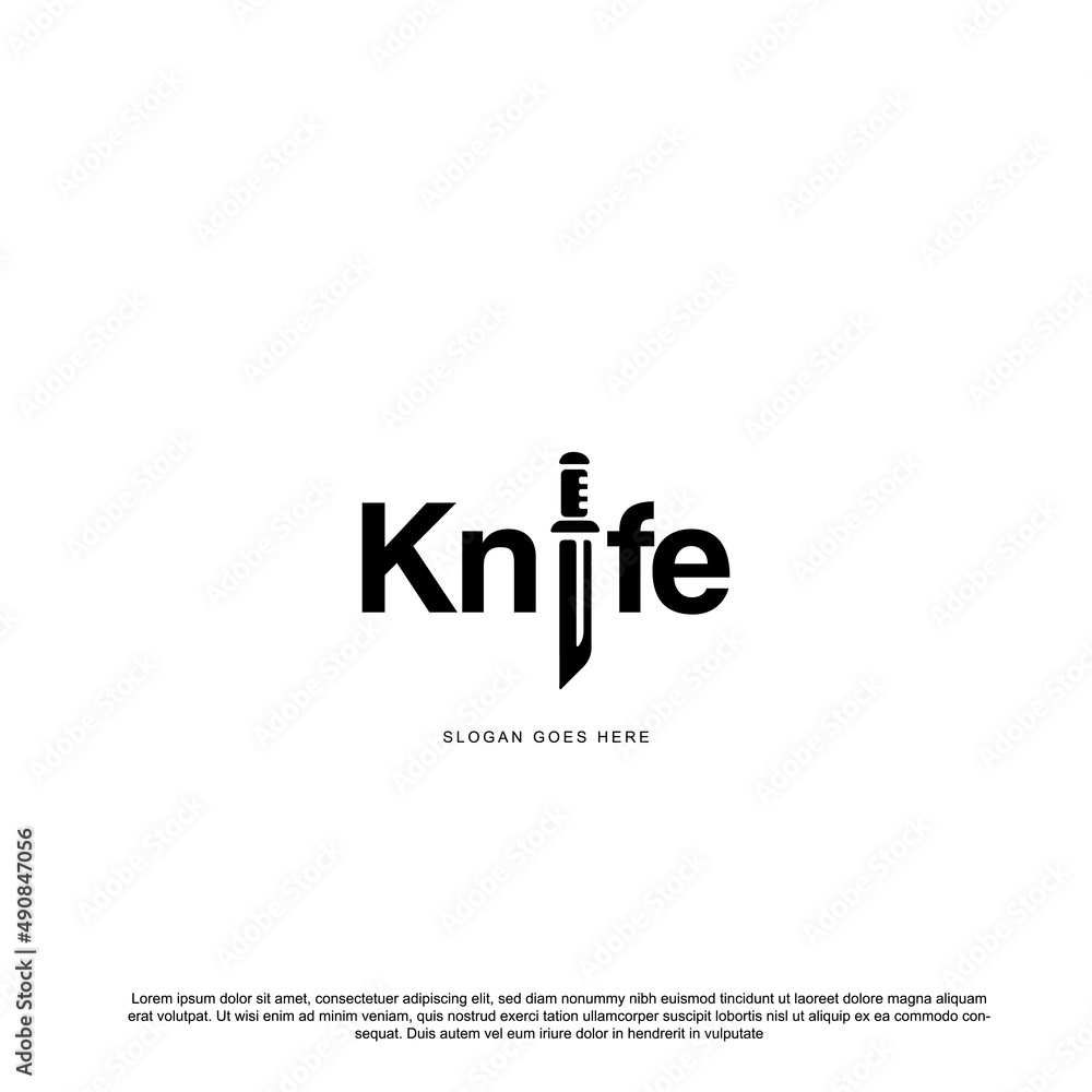 Knife lettering with knife icon template Knife lettering with knife icon template