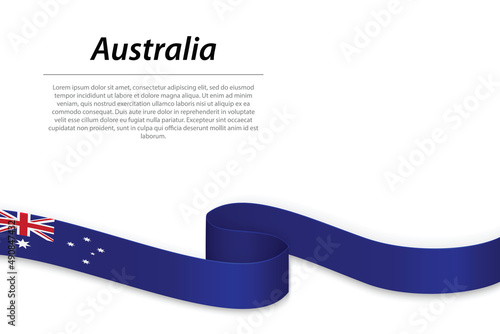 Waving ribbon or banner with flag of Australia