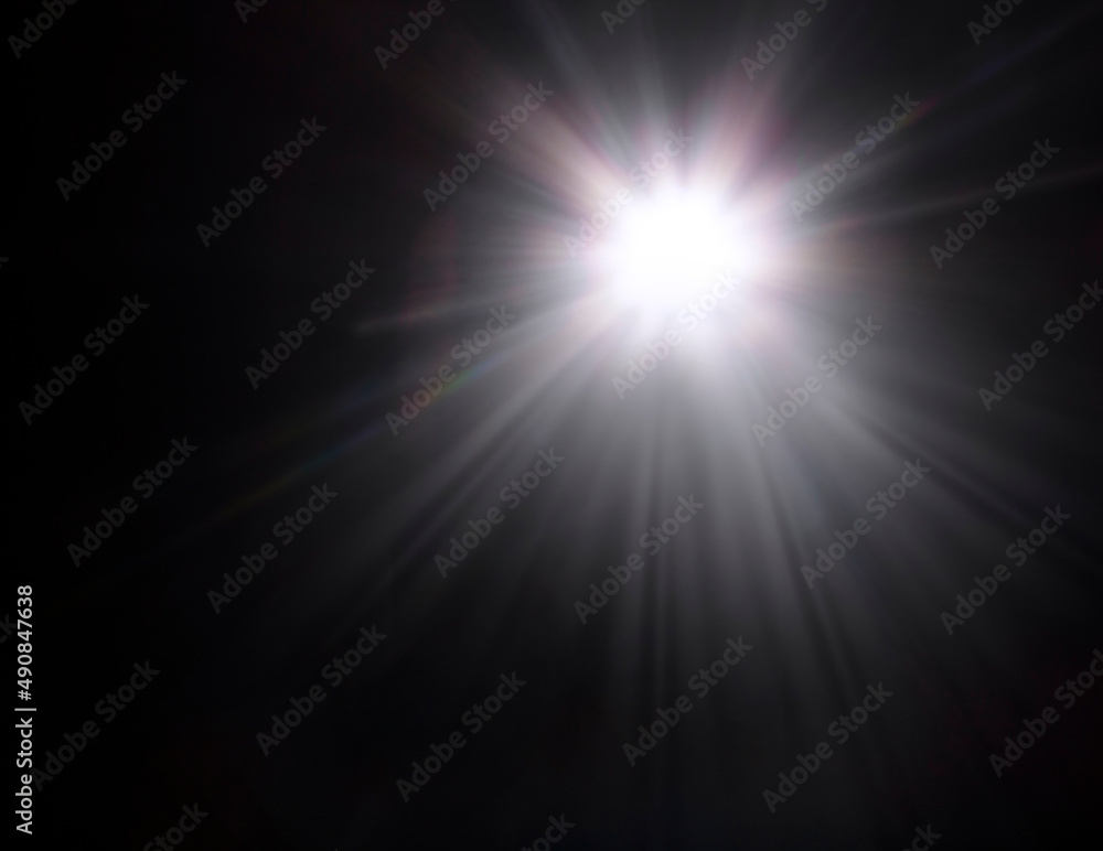 bright flash of light on a black background