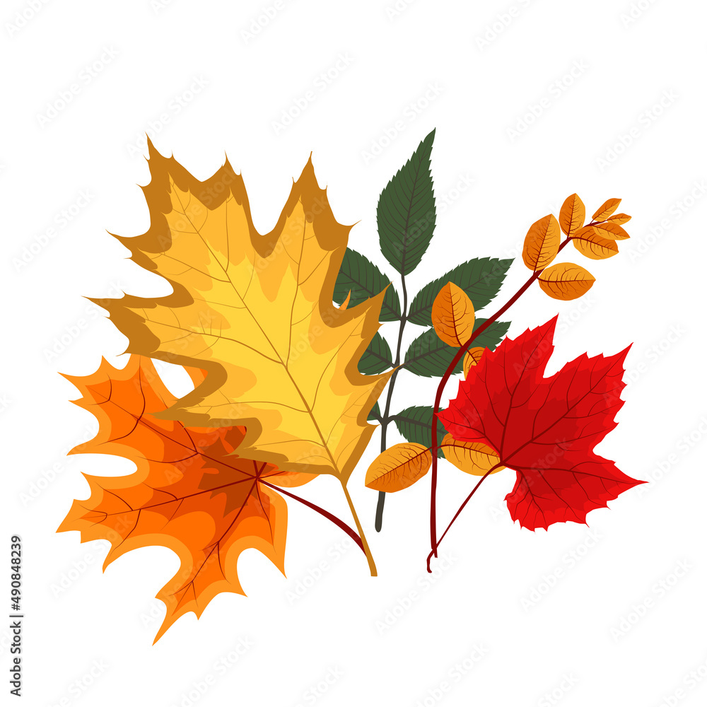 Autumn Falling Leaves Icon Isolated on White Background. Illustration Autumn Falling Leaves Icon Isolated on White Background. Illustration