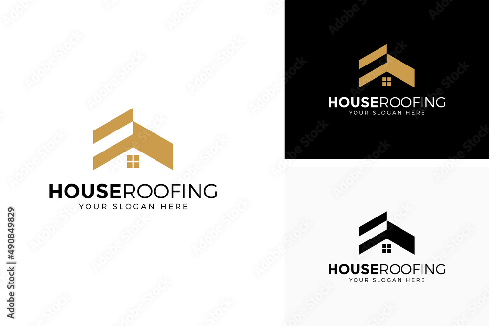 Fototapeta premium roofing house logo design vector illustration