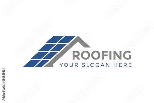 roofing house logo design vector illustration