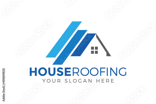 roofing house logo design vector illustration