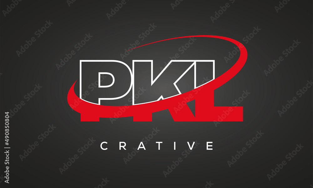 PKL creative letters logo with 360 symbol vector art template design