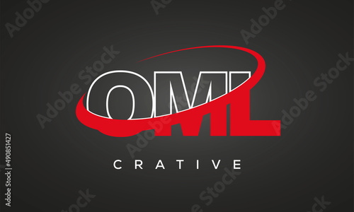 OML creative letters logo with 360 symbol vector art template design photo