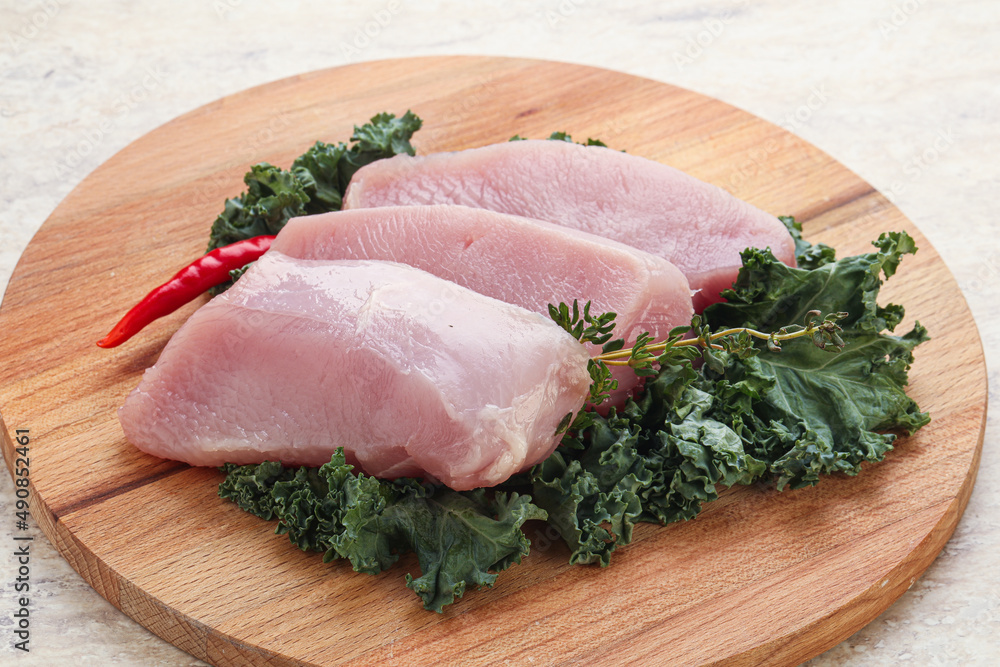 Raw turkey steak for grill
