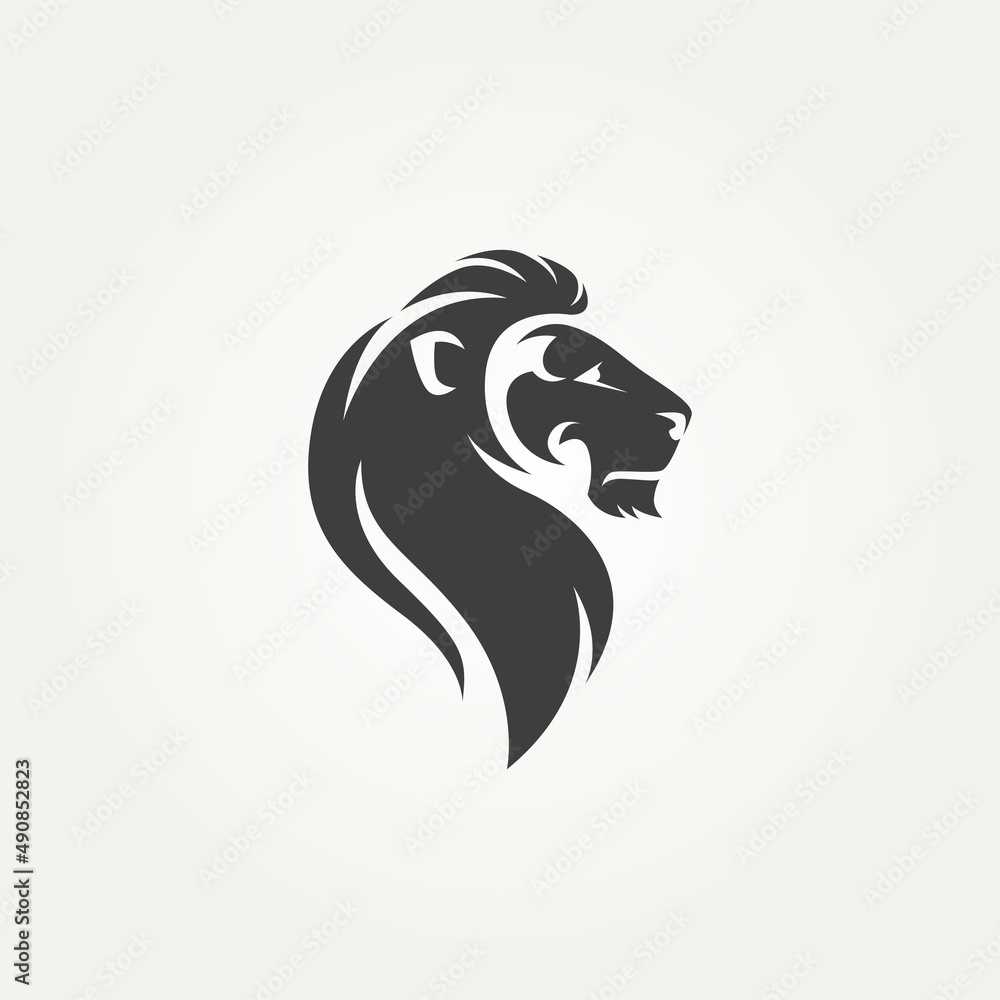 classic lion's head logo template vector illustration design. premium tattoo, esport, mascot icon logo concept classic lion's head logo template vector illustration design. premium tattoo, esport, mascot icon logo concept