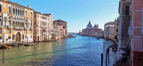 venice  italy - classic image of venetian canals with gondola