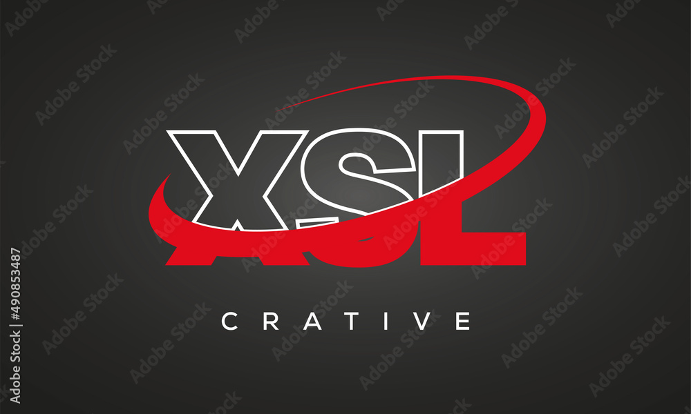 XSL creative letters logo with 360 symbol vector art template design