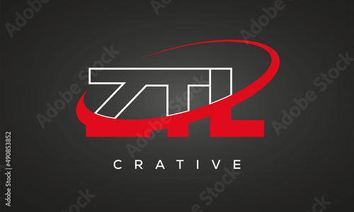ZTL creative letters logo with 360 symbol vector art template design photo