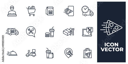set of Food Delivery elements symbol template for graphic and web design collection logo vector illustration