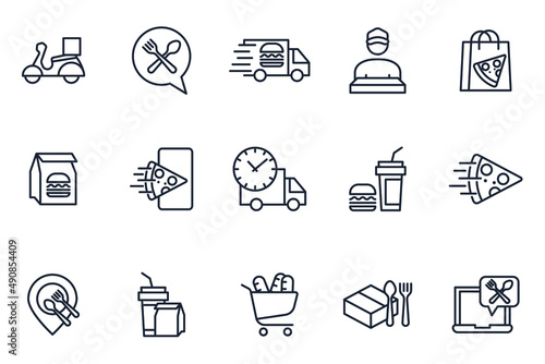 set of Food Delivery elements symbol template for graphic and web design collection logo vector illustration