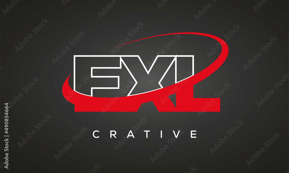 EXL creative letters logo with 360 symbol vector art template design