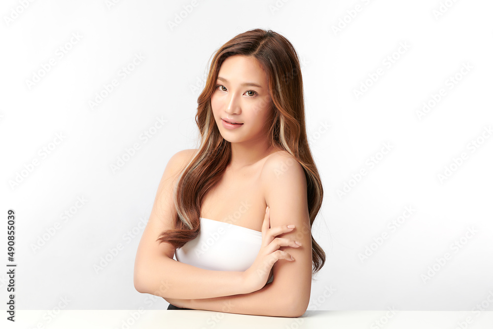 Beautiful young asian woman with clean fresh skin on white background, Face care, Facial treatment, Cosmetology, beauty and spa, Asian women portrait. Beautiful young asian woman with clean fresh skin on white background, Face care, Facial treatment, Cosmetology, beauty and spa, Asian women portrait.
