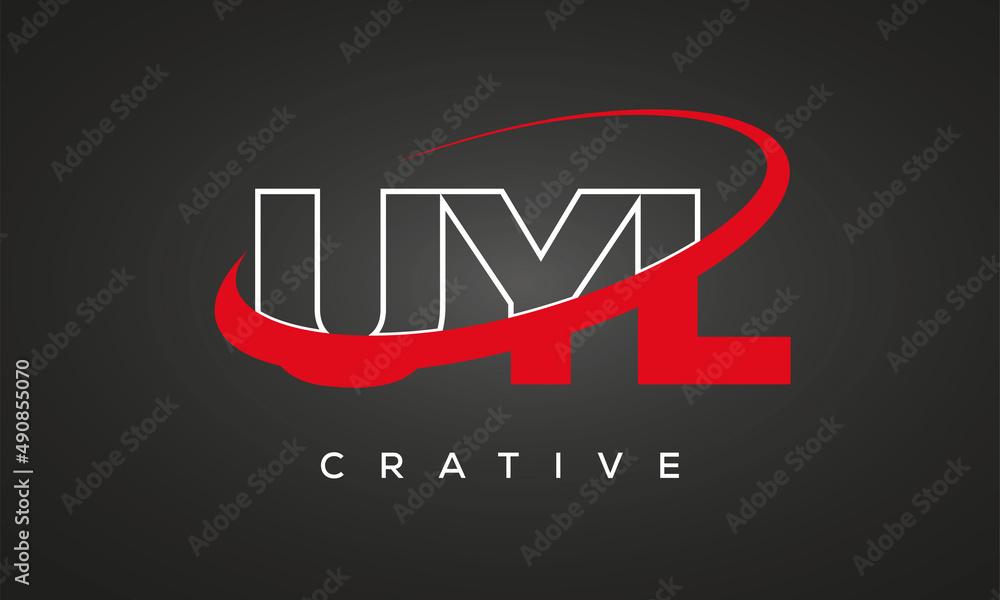 UYL creative letters logo with 360 symbol vector art template design