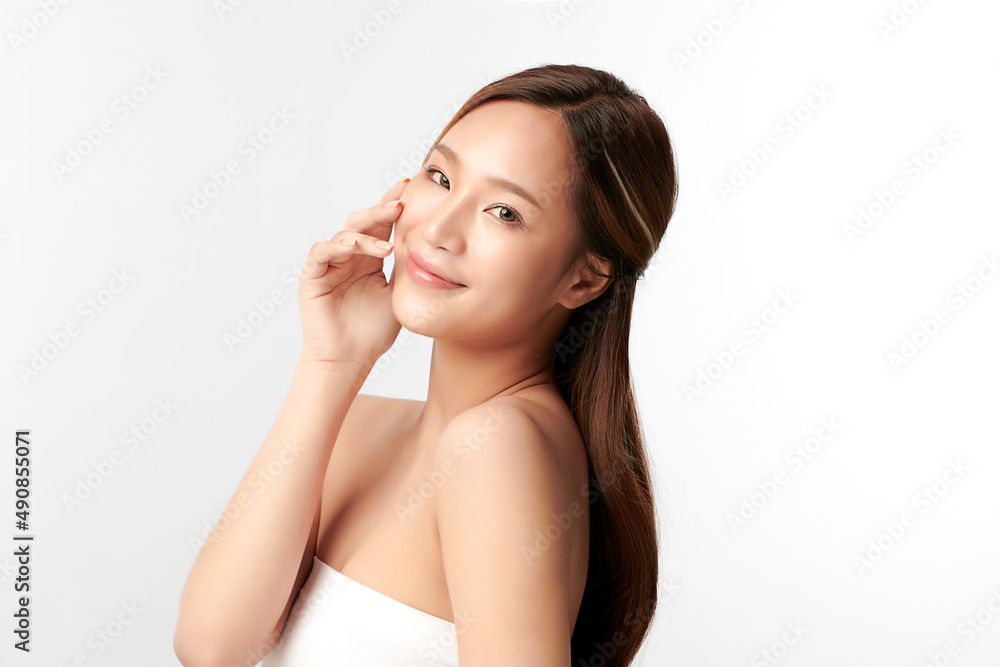 Beautiful young asian woman with clean fresh skin on white background, Face care, Facial treatment, Cosmetology, beauty and spa, Asian women portrait. Beautiful young asian woman with clean fresh skin on white background, Face care, Facial treatment, Cosmetology, beauty and spa, Asian women portrait.