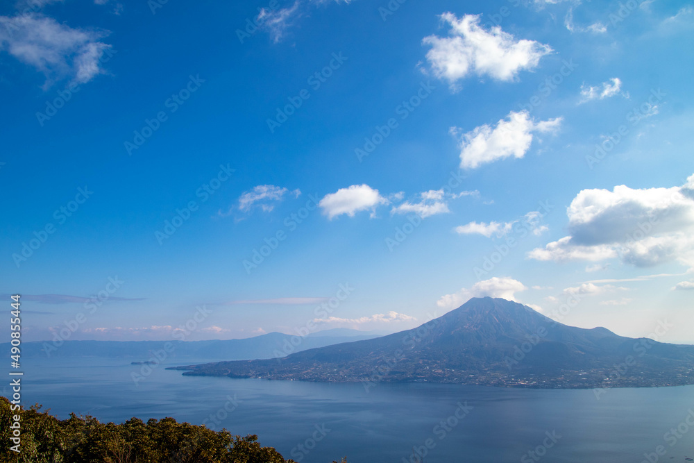快晴の空と桜島 快晴の空と桜島