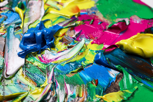 Abstract colorful acrylic paint as background, closeup view