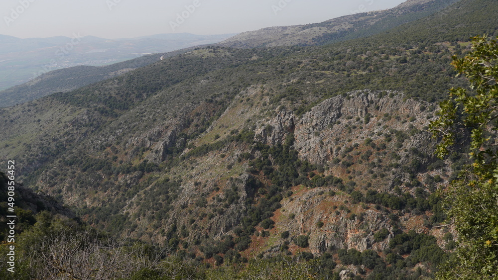 The Golan Heights near the Israeli border with Lebanon. Landscape on the slopes of mount Hermon.