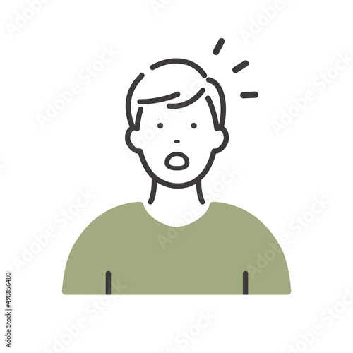 驚いた表情の若い男性