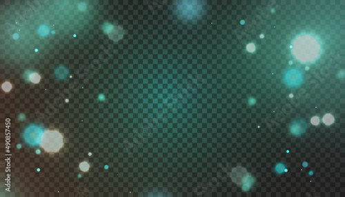 Isolated bright flickering light effect on transparent background. Blurred light frame. Holiday vector design	
