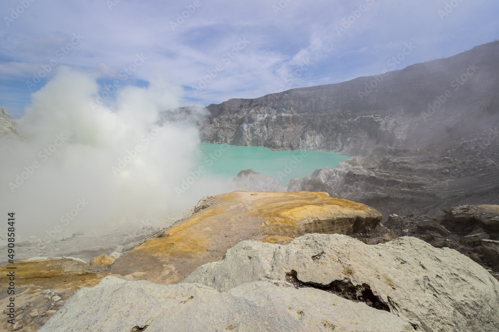 Ijen volcano in East Java, Indonesia