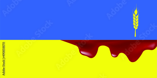 Blood on Ukrainian flag, war in Ukraine conceptual vector illustration