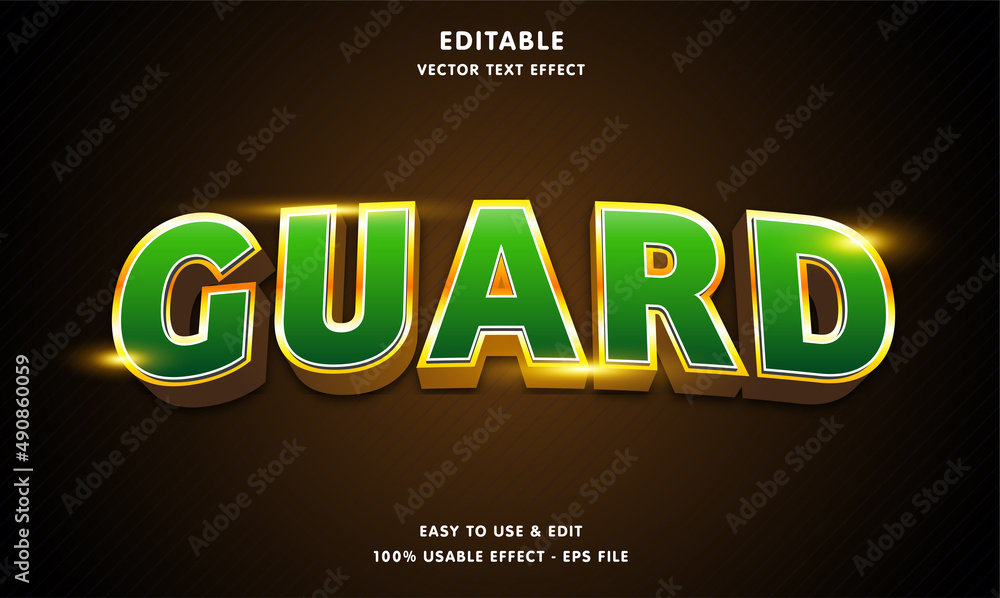 guard editable text effect with modern and simple style, usable for logo or campaign title