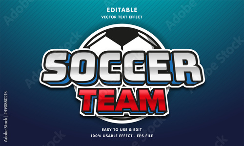 soccer team editable text effect with modern and simple style, usable for logo or campaign title