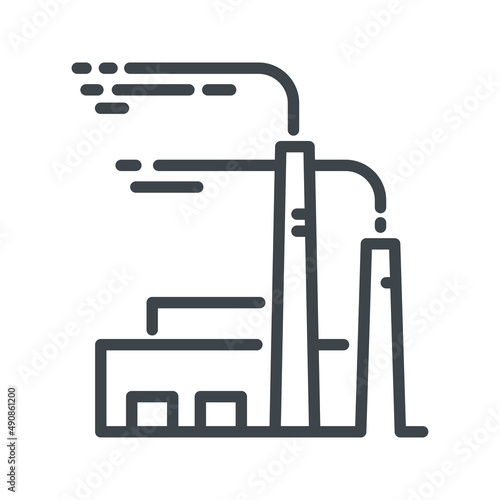 Vector thermal power plant line icon isolated on transparent background.