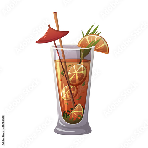 Cartoon glass with orange juice.