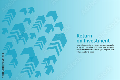 business arrow target direction concept to success. Finance growth vision stretching rising up. banner flat style vector illustration. Return on investment ROI. chart increase profit