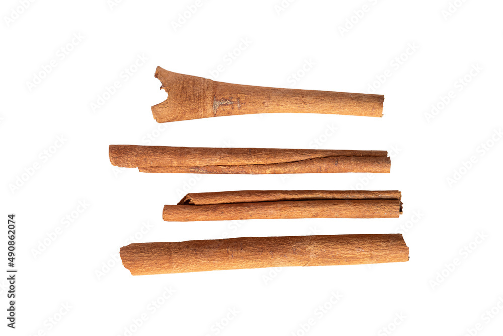Cinnamon sticks Asian wood bark herb. Canella spice. Aromatic condiment isolated on white. Cinnamon sticks Asian wood bark herb. Canella spice. Aromatic condiment isolated on white.