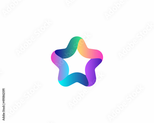 Abstract bright gradient star vector logotype. Universal 3d award, rainbow, rating symbol logo design.