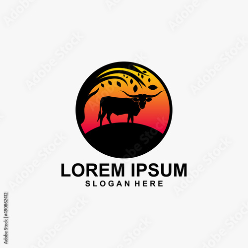 Cow mascot illustration logo design