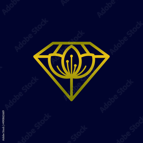 Luxury flower and diamond logo design