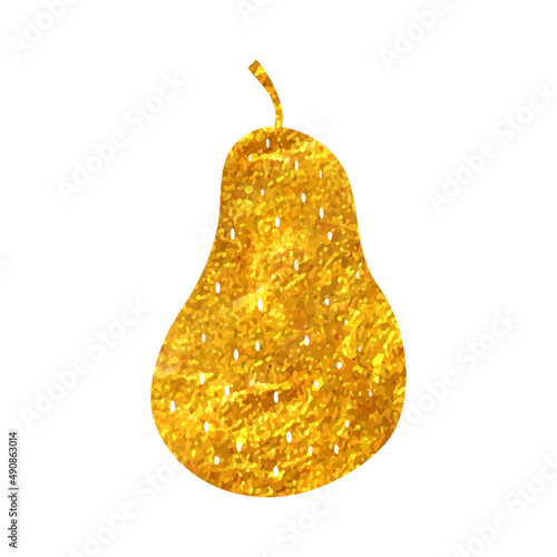 Hand drawn gold foil texture icon Pear