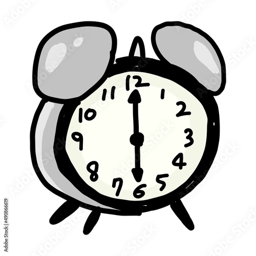 6時を指しているめざまし時計のイラスト
